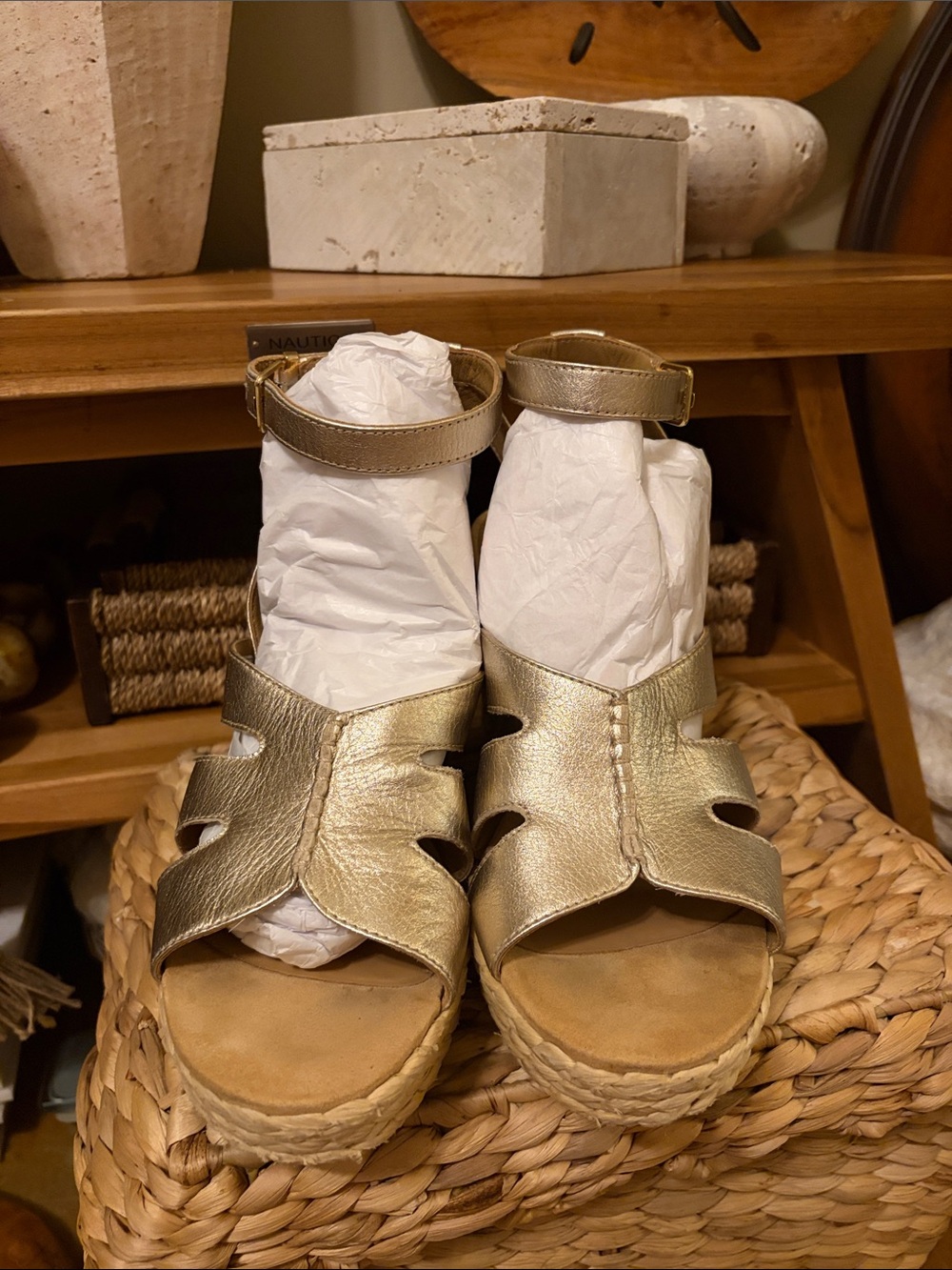 Ugg Gold Metallic Wedge Espadrille Sandals View 4
